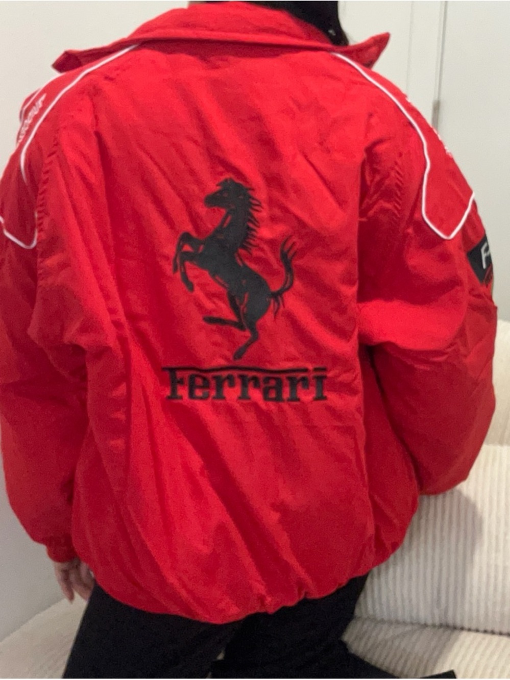 Ferrari Red and Black Team Jacket with Logos - Picture 2 of 2